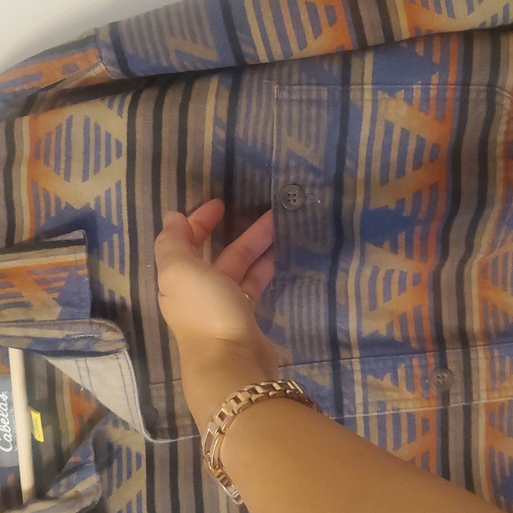 Cabelas Western Aztec Multicolored Button Down Sh… - image 4